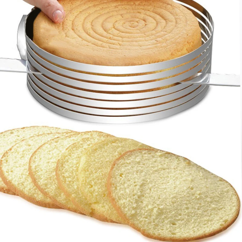 

1Pcs Adjustable Round Bread Cake Cutter Slicer Stainless Steel Cake Cutter Mousse Ring 3D Round Cake Baking Moulds Cake Tools