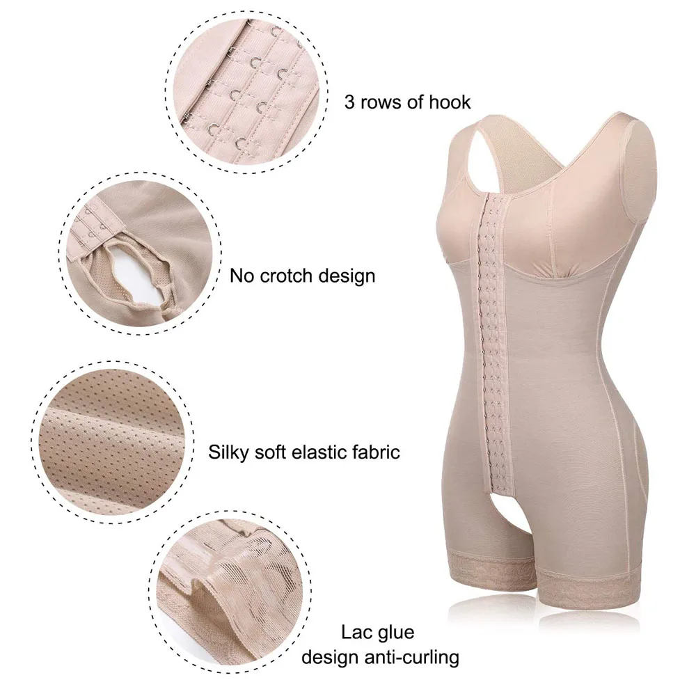 

Open Crotch Bodysuit Women Full Body Shaper Slimming Waist Trainer Tummy Control Corset Postpartum Push Up Underwear Shapewear