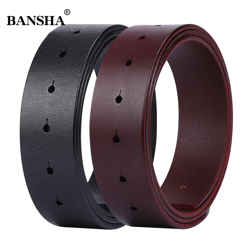 Ремень мужской из натуральной кожи без пряжки гладкий брендовый для джинсов |