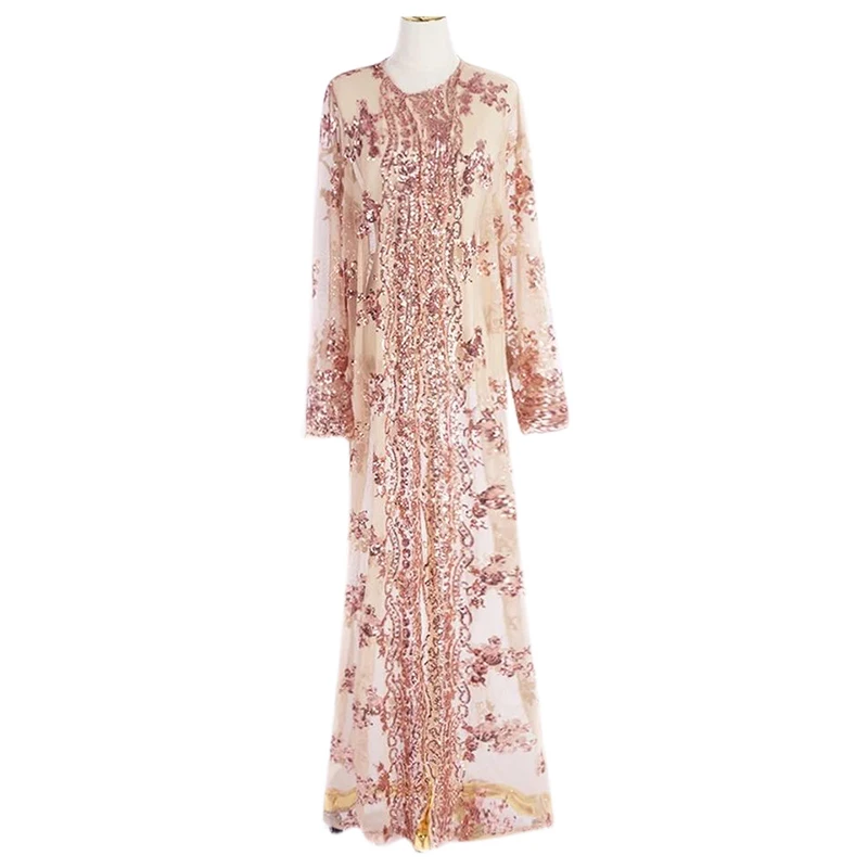 

Luxury Abaya Muslim Robe Lace Fashion Elegant Ramadan Islam Robe M usulman Robe Party Women Clothing