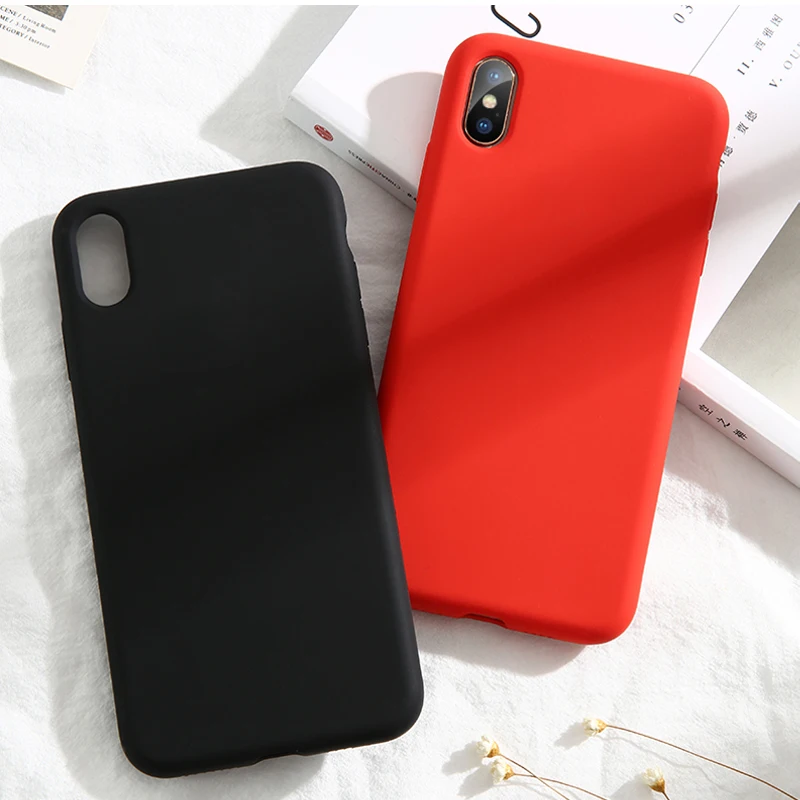 

Original silicone solid color Phone case For iPhone 11Pro Max XR X XS Max 6 6S 7 8 Plus cute candy color couple soft phone case