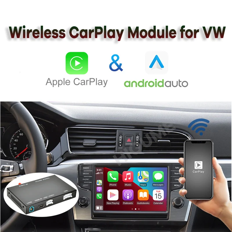 

Wireless CarPlay Android Auto for Volkswagen VW Polo Golf Touareg Tiguan Teramont Passat 2017-2019 Module Box Video Interface