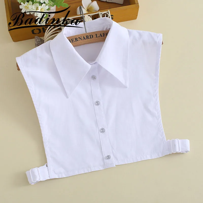 Новинка 2020 осенне зимняя женская белая блузка со съемным ложным воротником Badinka