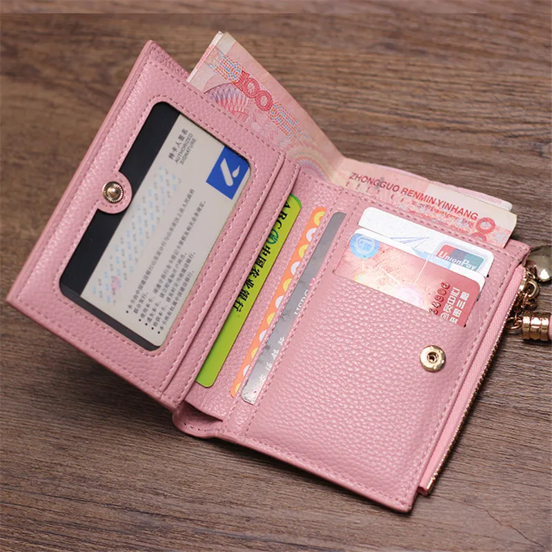 Маленький женский кошелек с кисточкой роскошный брендовый кожаный коротким