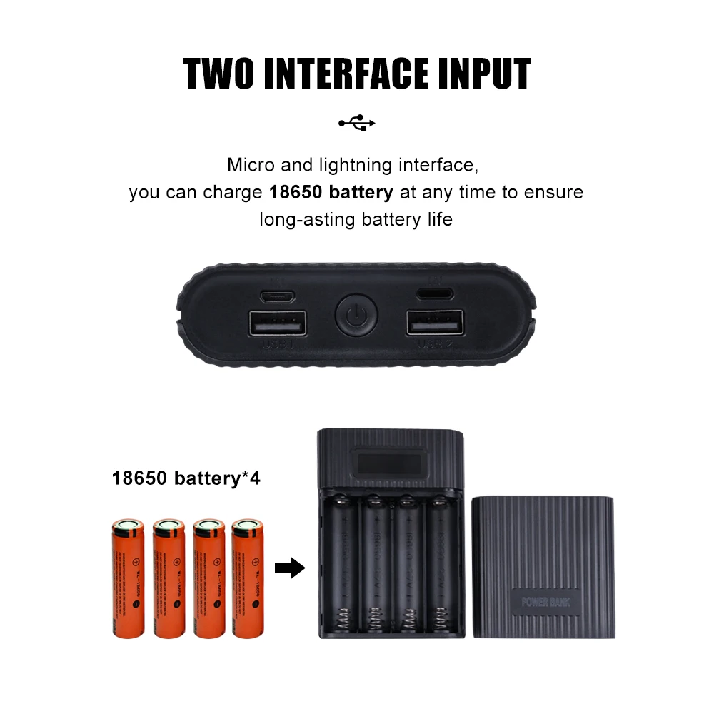No Battery) 4 x 18650 Power Bank Box Kit Mobile Phone Charger Pover Bank Case DIY Powerbank Portable Poverbank Pover Power Bank