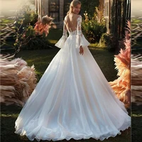 moonlightshadow exquisite wedding dresses a line flare sleeves graceful appliques chiffon bridal gown vestido de casamento