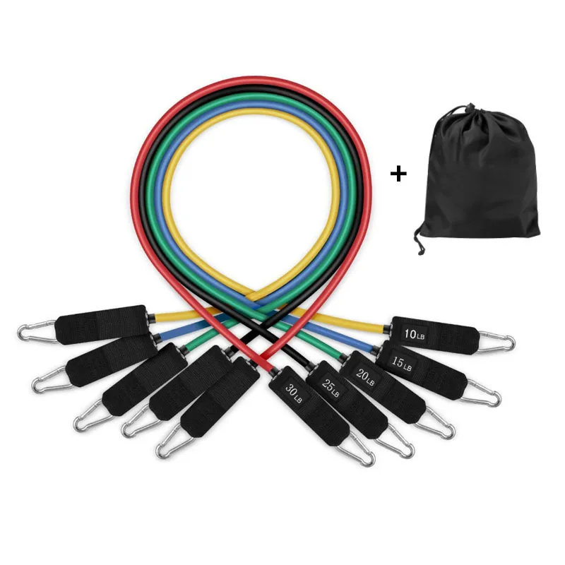 Green Resistance Bands Set Workout Outdoor Exercise Pull Rope Door Anchor Handles Ankle Straps Home Fitness Gym Training Equipment - Color: Green