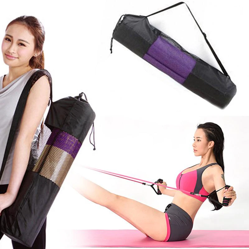 

Black Yoga Backpack Yoga Mat Waterproof Backpack Carrier Mesh Adjustable Strap Sport Tool Storage Bags