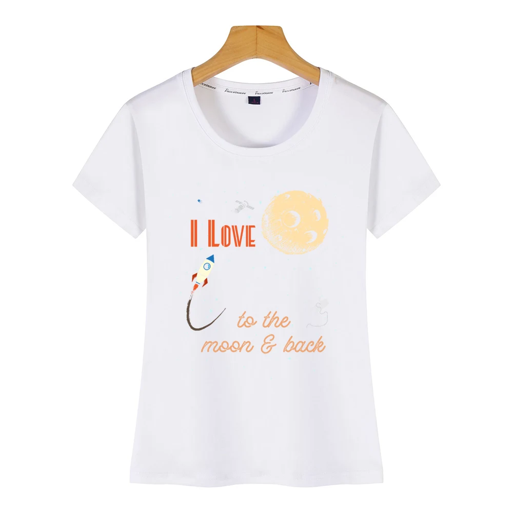 Женская футболка с надписью i love name it to the moon and back Basic Черная на заказ | одежда