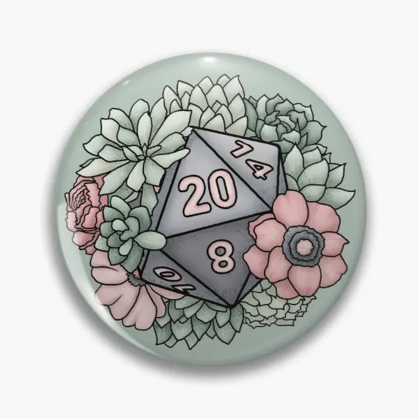 

Succulent D20 Tabletop Rpg Gaming Dice Customizable Soft Button Pin Lapel Pin Cartoon Creative Hat Funny Metal Clothes Badge