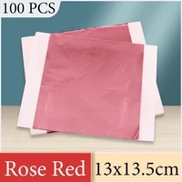13x13 5cm rose red foil paper gold leaf sheet in arts crafts furniture nail decorations painting gilding craft paper 100pcs