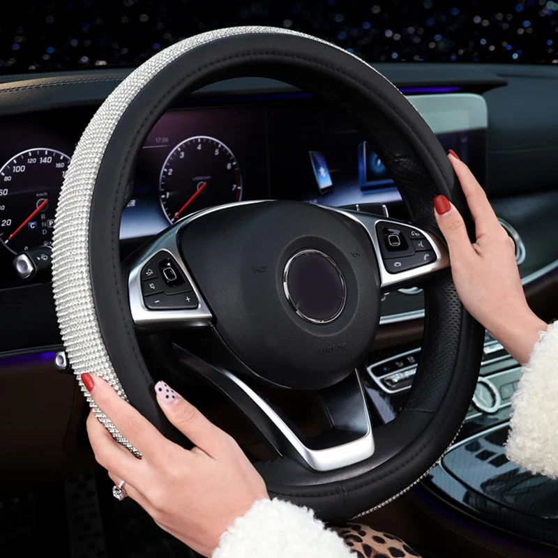 Чехлы на руль со стразами 38 см кожаный чехол роскошный автомобильный декор