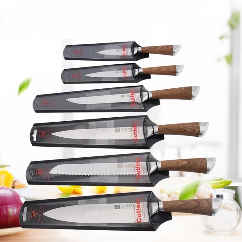 

Little Cook 6-Piece Handmade Japanese Kitchen Knives Set Sharp fixed blade Paring Utility Cleaver Sushi Chef knife Cooking tools