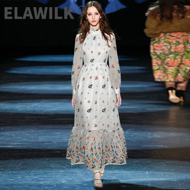 Осень 2021 шикарное элегантное женское Платье макси с длинным рукавом