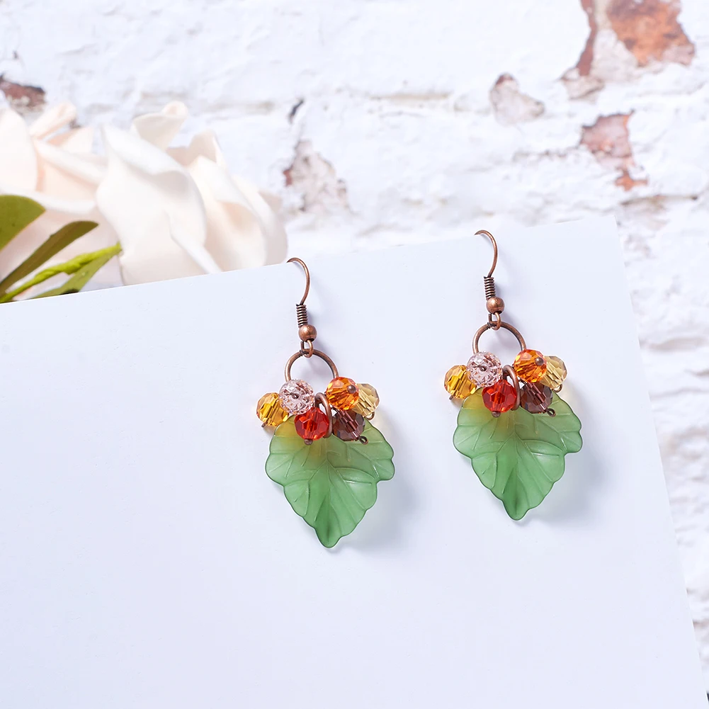 100 шт. Матовые прозрачные акриловые подвески в виде виноградных листьев для