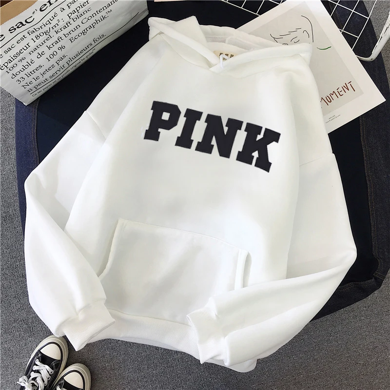 

Letter Printed Pink Hoodie Love Pink Secret Hoodies Women Aesthetic Tumblr Vegan Feminist Plus Size Womens Hoodies Pullover