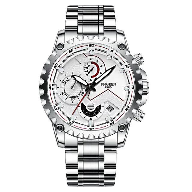 

FNGEEN 5757 New Mens Multifunction Watch Waterproof Fashion Trend Stainless Steel Man Quartz Men's Wristwatches