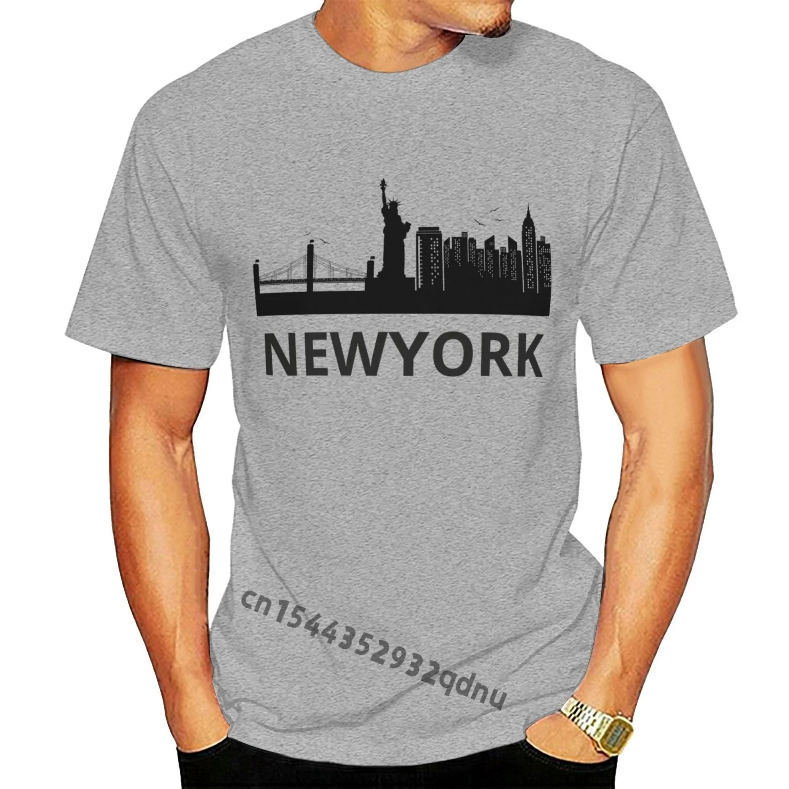 

T-shirt New York City Silhouette Vector Men's Fashion Short Sleeves Cotton Tops Clothing Men Women Cartoon Casual O-neck
