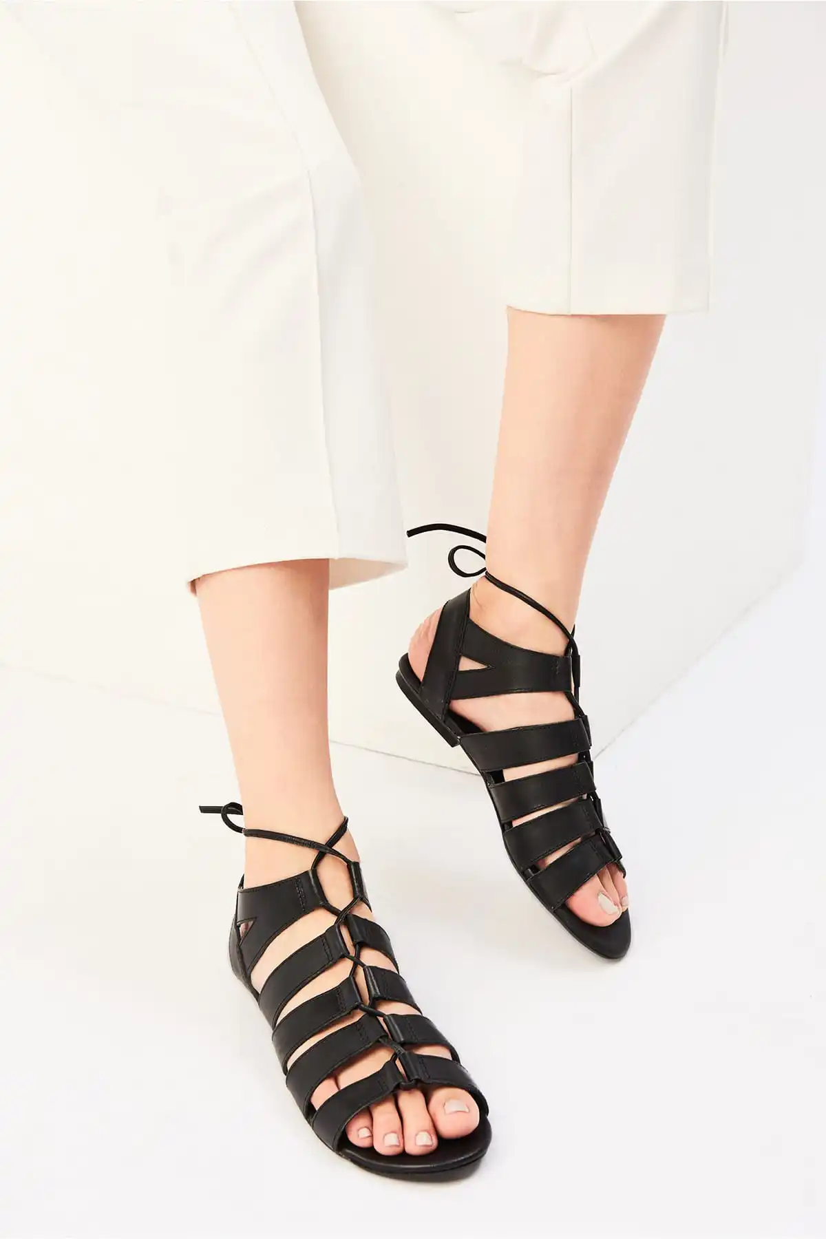 Темно-Антрацит из натуральной кожи с жемчугом Женские сандалии 120120080010 | Обувь