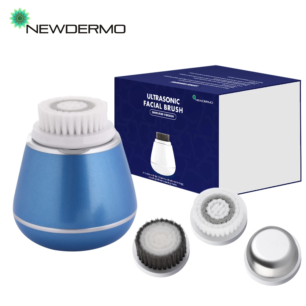 NEWDERMO 3 In 1 Electric Ultra-sonic Facial Cleansing Brush Pore Cleanser Remove Blackhead Acne Vibration Massage Washing Brush
