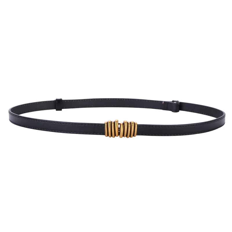 8223 Fashion Split Leather Belts for Women Waist Belt Ladies Decorative Thin Belts Cowhide Belt All-match Black Belt