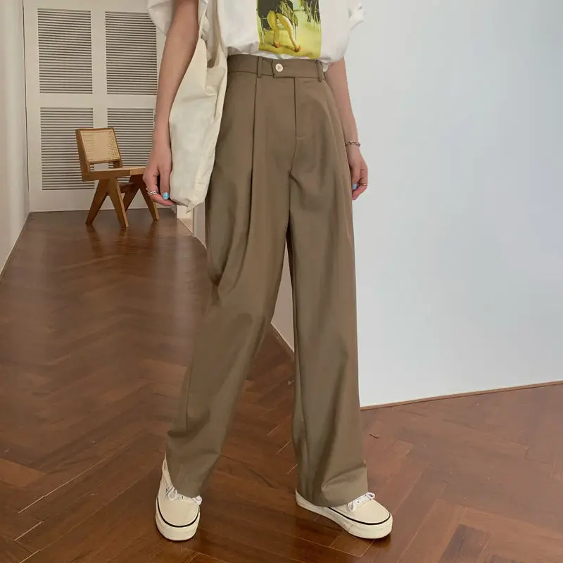 

Loose wide leg pants spring summer 2020 new Korean chic high waist casual pants women's slim and versatile straight suit pants