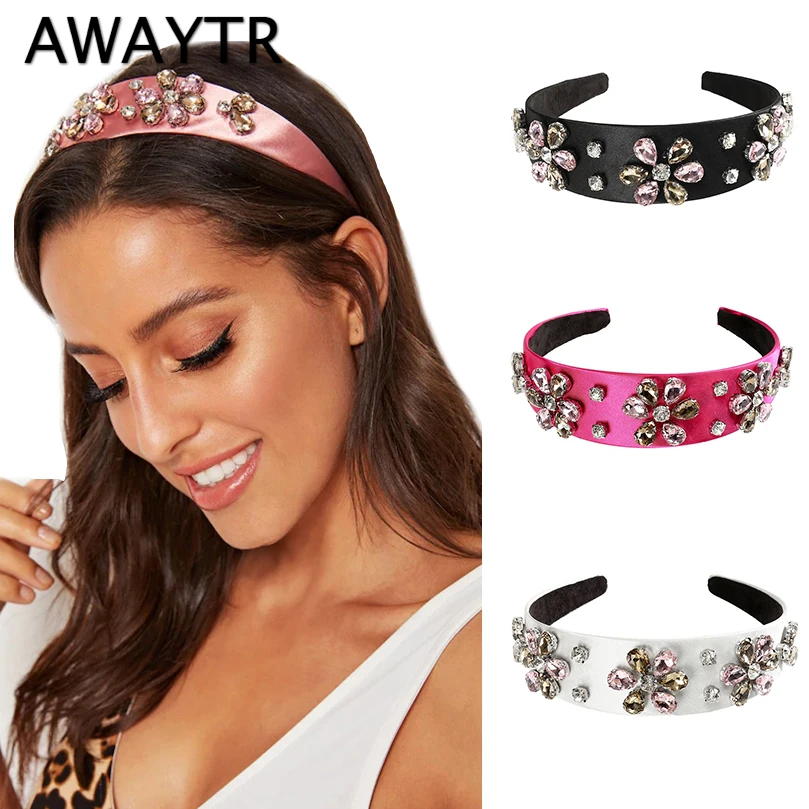 Женский обруч для волос AWAYTR широкий с цветочной гравировкой аксессуар волос| |