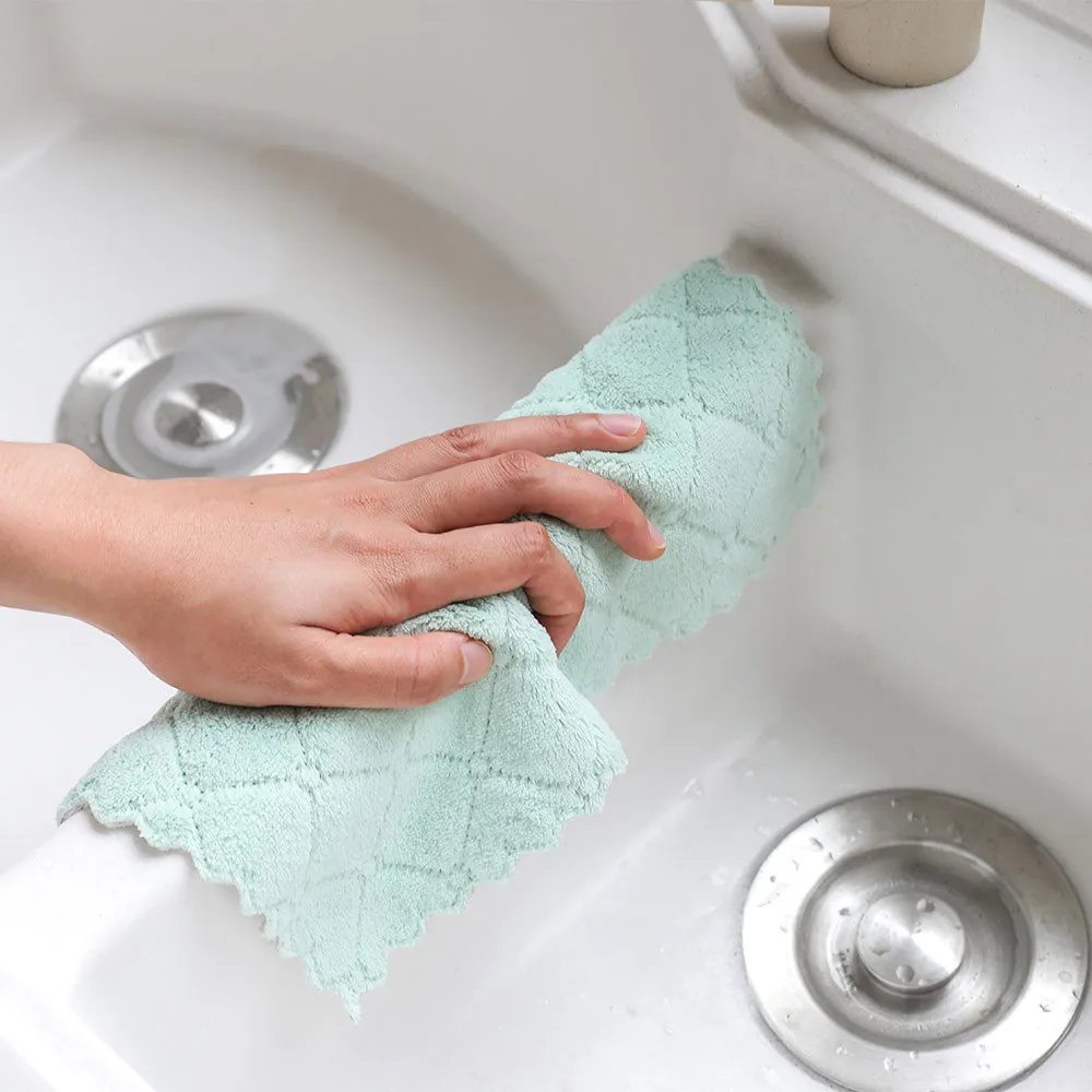 

Coral Velvet Dishcloth Nonstick Oil Efficient Dish Towel Cloth Kitchen Cleaning Washing Polishing Cloth Wash Handtowel #763