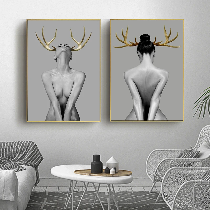 

Sexy Nude Woman Canvas Art Posters and Prints Modern Abstract Nordic Art Girls Canvas Paintings on The Wall Art Pictures Cuadros