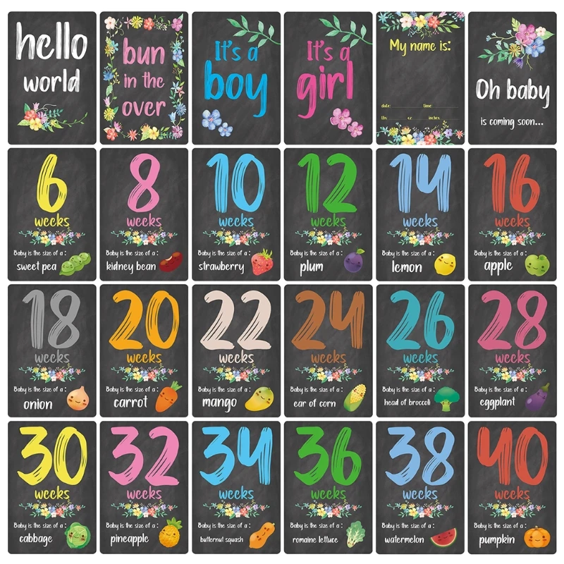 

24 листа карты для фотографирования новорожденных с цветами