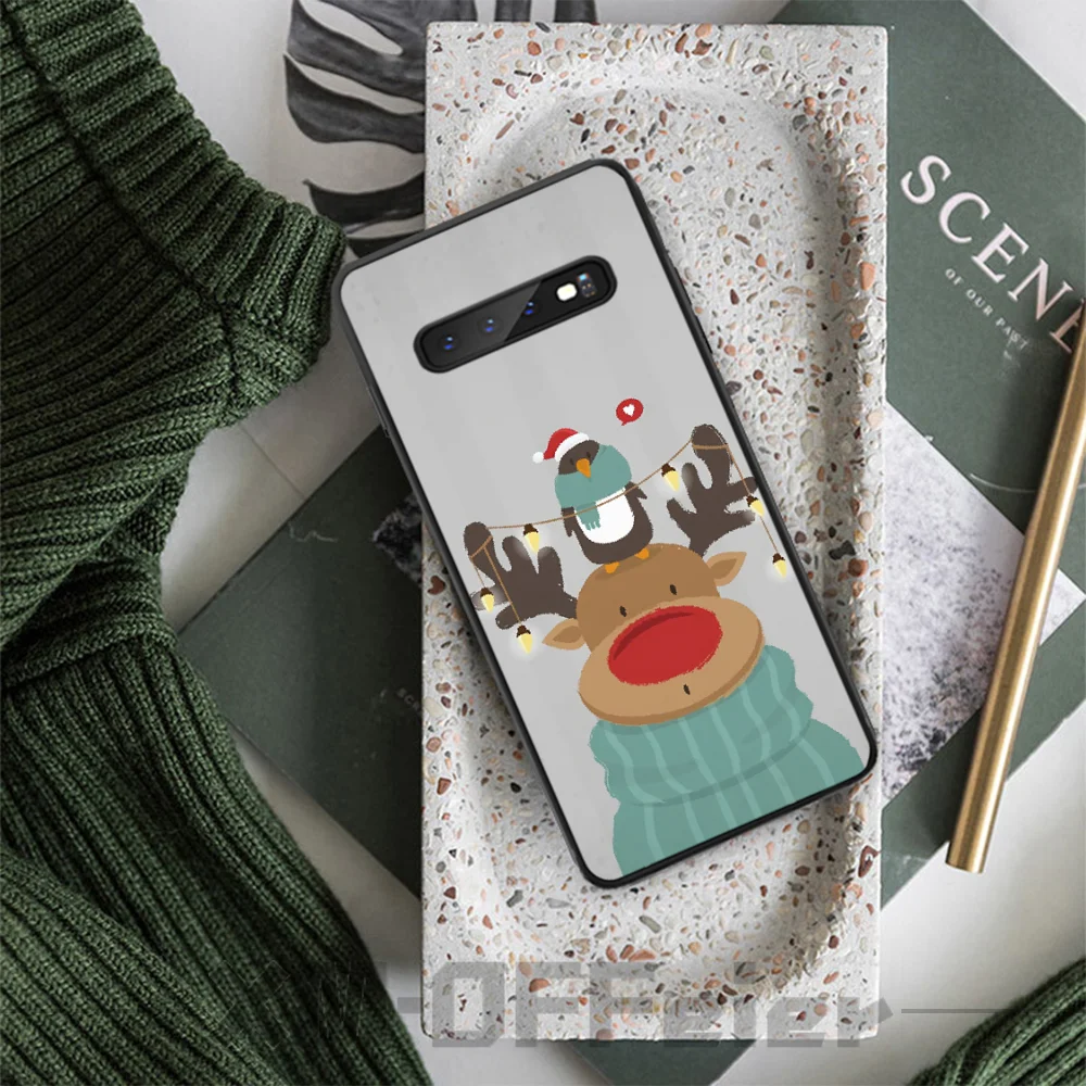 Reayou Cartoon Christmas Deer &amp Snowman Black Phone Cover for Samsung S9 plus S5 S6 edge S7 S8 S10 E | Мобильные телефоны и
