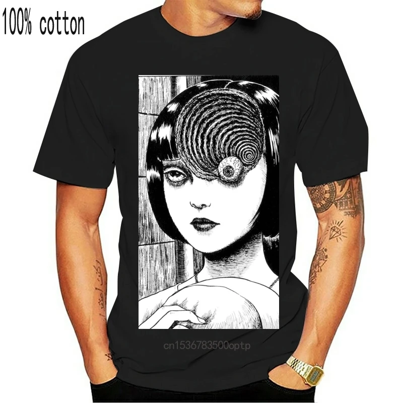 

Новинка, Мужская футболка Узумаки дзюнцзи Ито с японским ужасом, модель 2021, подарок на Хэллоуин, Мужская хлопковая футболка с коротким рукав...