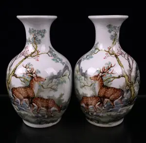 China seiko Pastel ceramic vase crafts statue A pair