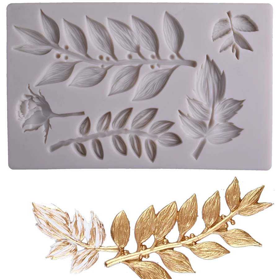 

Rose leaf Silicone cake Border lace decoration molds Sugar flower Leaves fondant mould DIY baking Decorating tools