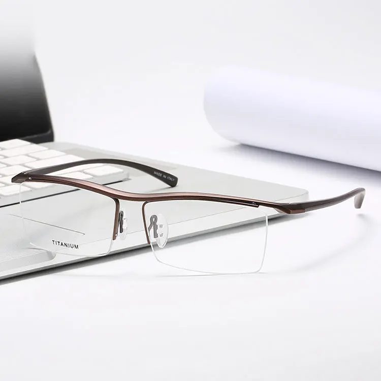 

Half Rim Pure Titanium Frame Glasses For Man and Woman Ultra Light Business Style Upsale Sports Myopia Spectacles