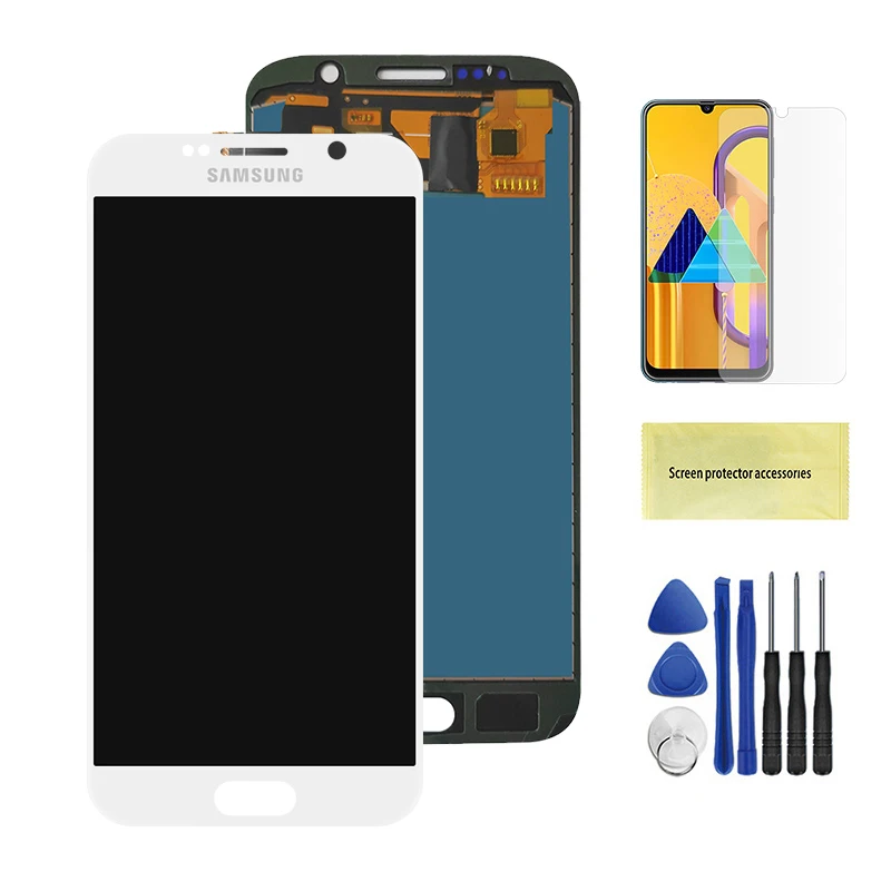 White No Frame Для samsung Galaxy S6 G920 SM-G920F G920F G920FD кодирующий преобразователь сенсорного экрана в сборе запасные части для Galaxy S6 ЖК-экран - Цвет: White No Frame