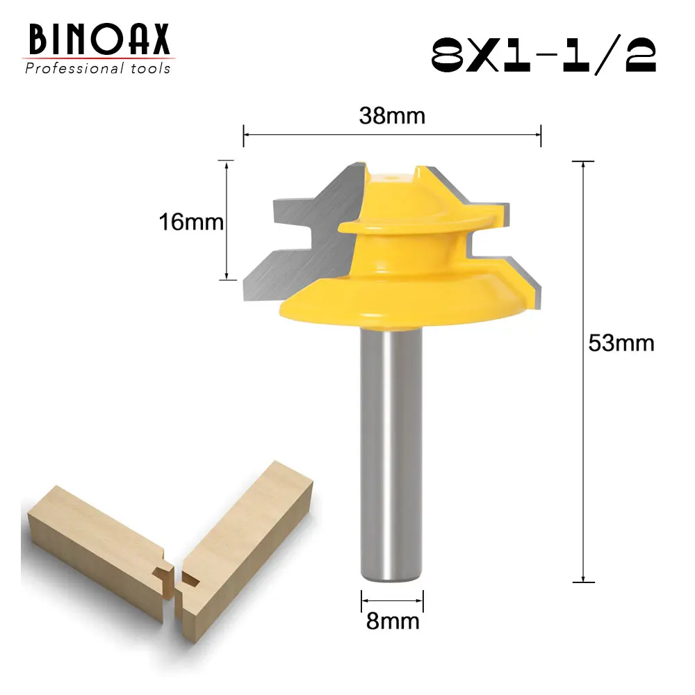 

5 Degree Up to 3/4" Stock Lock Miter Router Bit Tongue and Groove Router Bit Set-8mm Shank 4