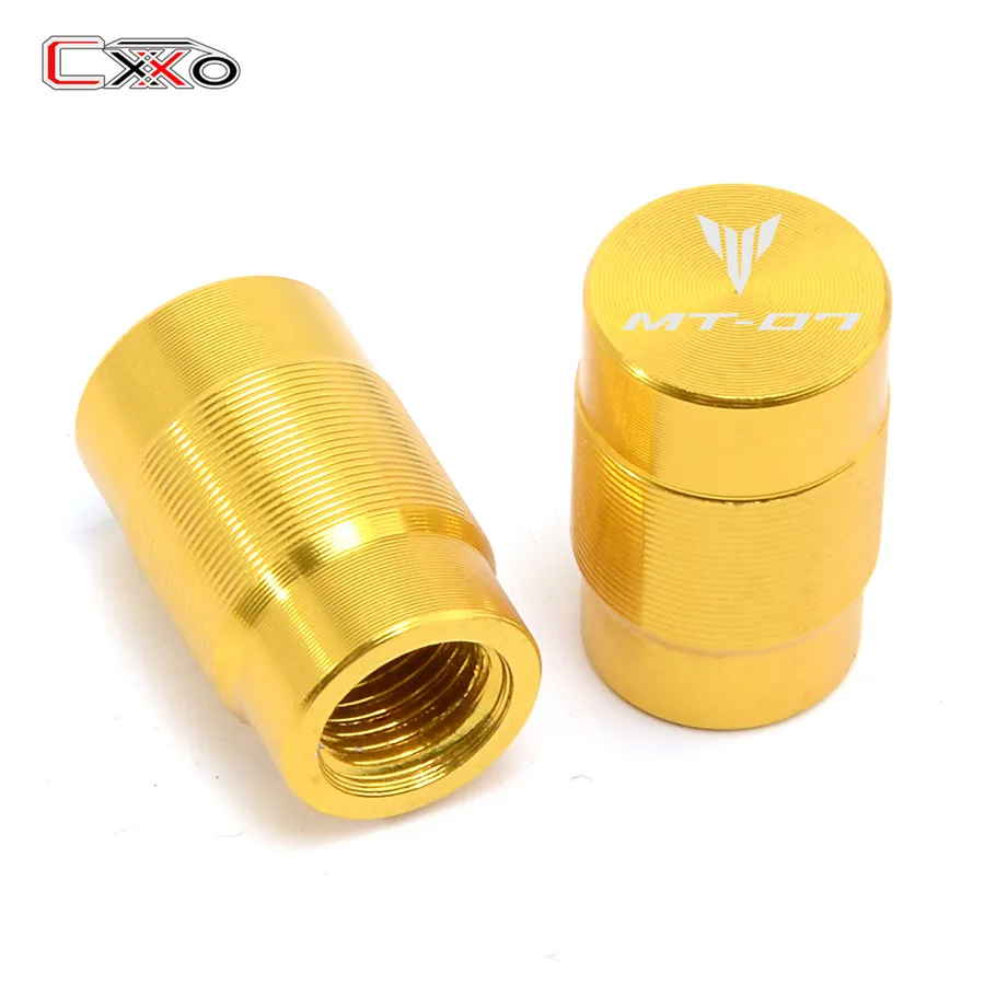 MT07 gold 2 шт. мотоциклетные колеса автомобиля крышки стержня вентиля шины чехлы для yamaha MT07 MT-07 MT09 MT-09 fz07 fz09 - Цвет: MT07 gold