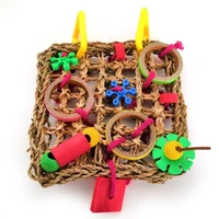 bird climbing net parrot woven toys seagrass biting hanging hemp rope swing play ladder chew foraging funny colorful parrot toys