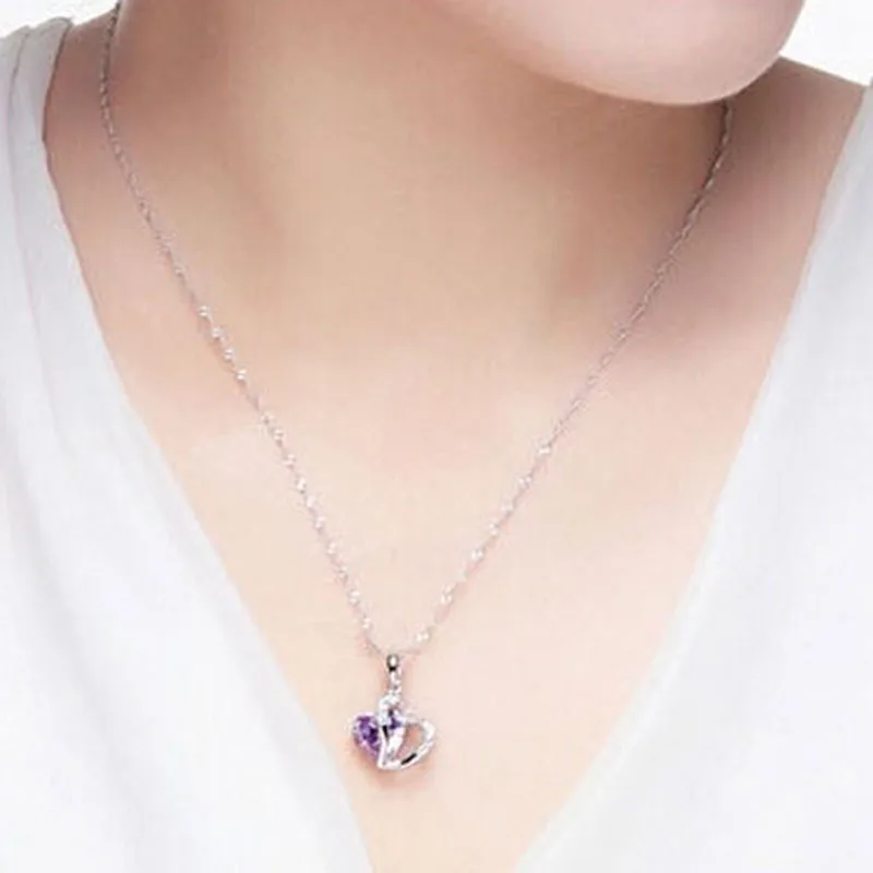 

1Pcs Delicate Heart Crystal Pendant Statement Necklace Jewelry Gifts For Valentine's Day Jewelry Women Necklaces