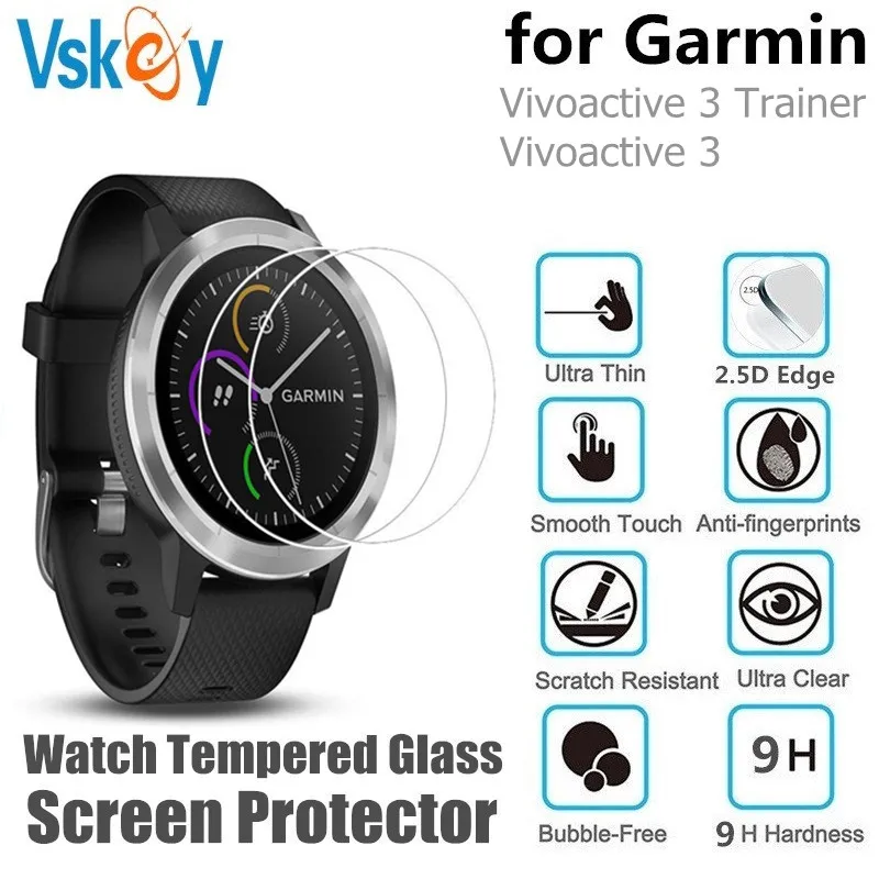 VSKEY 10PCS Round Smart Watch Screen Protector for Garmin Vivoactive 3 Trainer Anti-Scratch Tempered Glass Protective Film | Электроника