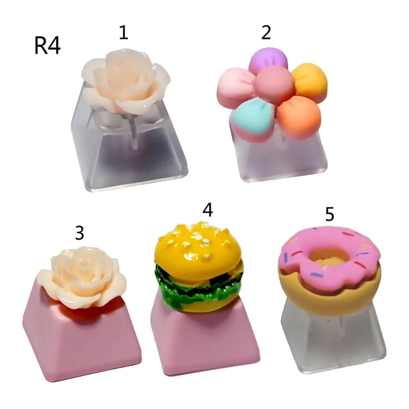 

Keycap Games Backlit Creative DIY Keycap Flower Hamburger Donuts for Mechanical Keyboards R4 Height Cherry Mx Axis
