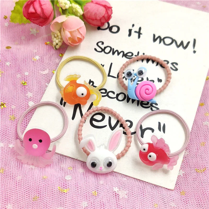 10 шт./лот эластичные резинки для волос в виде животных с большими глазами игрушки