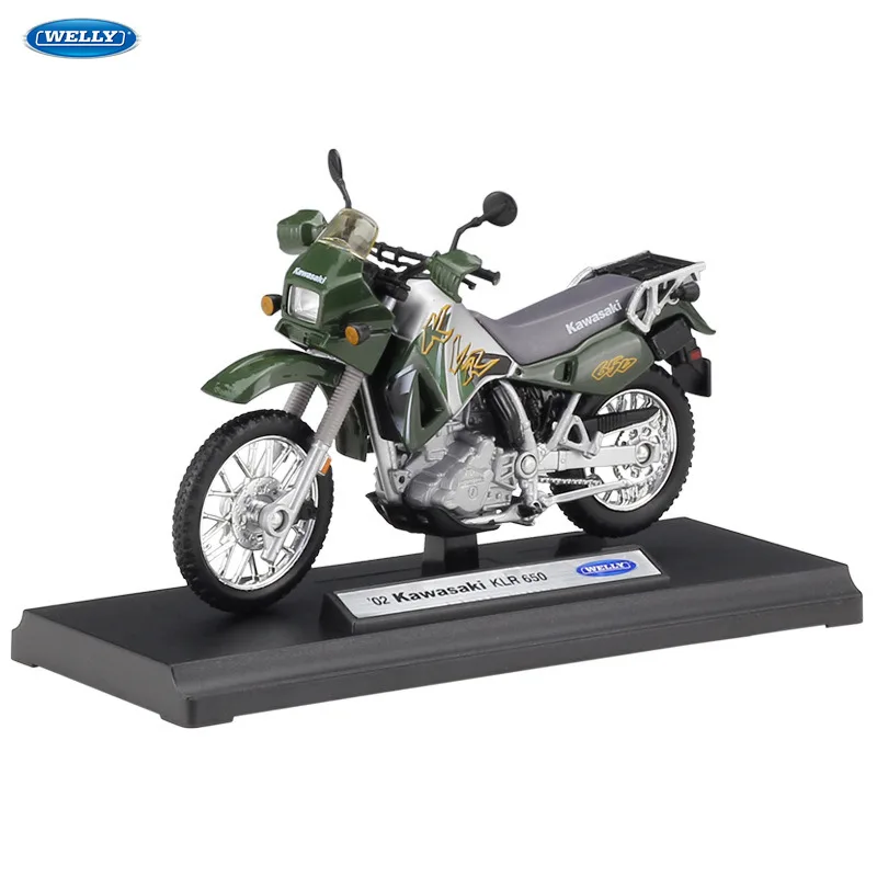 Модель мотоцикла WELLY 1:18 Kawasaki KLR 650 из сплава под давлением игрушка для детей