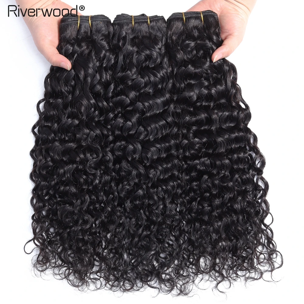 Бразильские волосы волнистые пучки с закрытием бесплатная часть Remy 3 шт