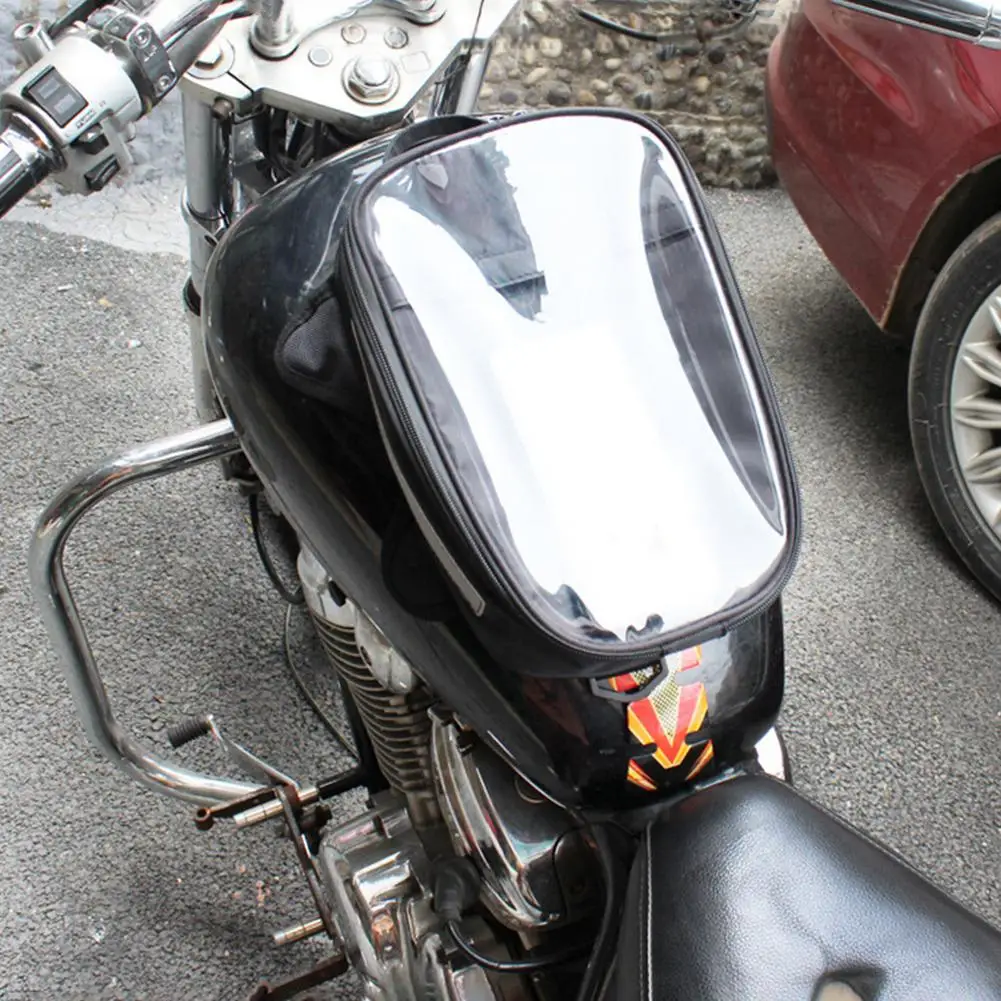

Motorcycle Fuel Tank Bag Magnetic Mount Mobile Navigation Transparent Bag Cycling Storage Shoulder Bags Organizer For Riders