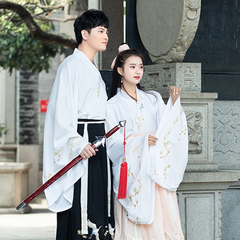 Dynastie Tang Cloths Китайская традиционная пара Hanfu Улучшенный костюм розовый черный