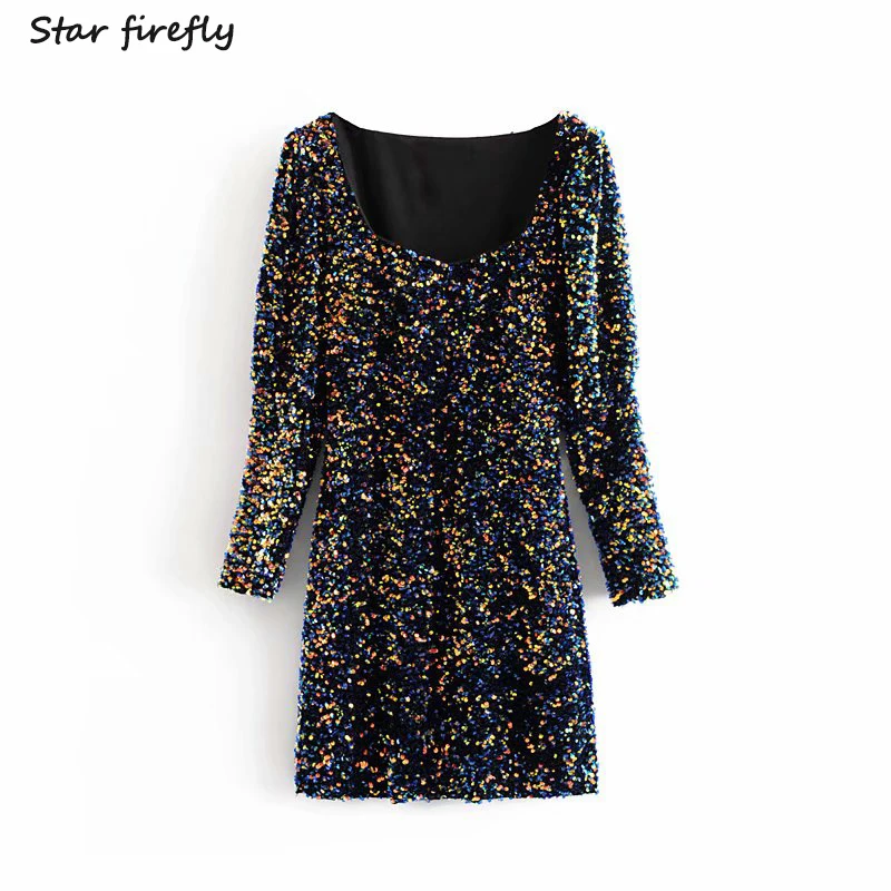 Женское бархатное Клубное платье Star firefly повседневное облегающее с квадратным
