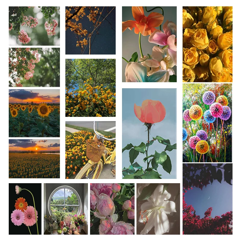 

Diamond Painting Pink Yellow Tone Oil Painting Filter Flower Bush Nordic Style Embroidery Cross Stitch Diamond Home Decor Wall