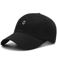 men women plain cotton adjustable washed twill low profile baseball cap unisex black letter hat